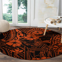 hawaii-king-kamehameha-round-carpet-polynesian-pattern-orange-version