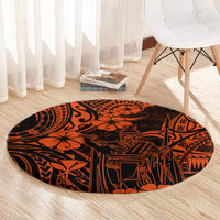 hawaii-king-kamehameha-round-carpet-polynesian-pattern-orange-version