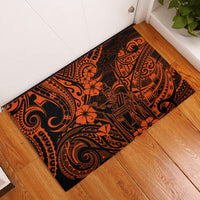 Hawaii King Kamehameha Rubber Doormat Polynesian Pattern Orange Version - Wonder Print Shop