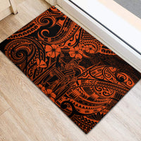 Hawaii King Kamehameha Rubber Doormat Polynesian Pattern Orange Version - Wonder Print Shop