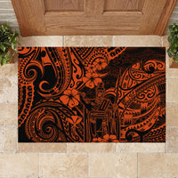 Hawaii King Kamehameha Rubber Doormat Polynesian Pattern Orange Version - Wonder Print Shop