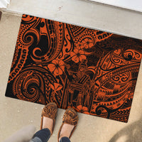 Hawaii King Kamehameha Rubber Doormat Polynesian Pattern Orange Version - Wonder Print Shop