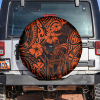 Hawaii King Kamehameha Spare Tire Cover Polynesian Pattern Orange Version - Wonder Print Shop