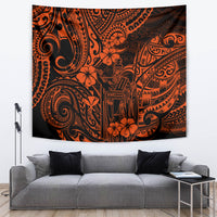 Hawaii King Kamehameha Tapestry Polynesian Pattern Orange Version - Wonder Print Shop