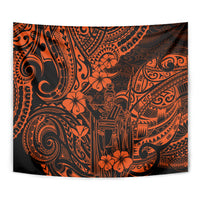 Hawaii King Kamehameha Tapestry Polynesian Pattern Orange Version - Wonder Print Shop