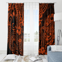 Hawaii King Kamehameha Window Curtain Polynesian Pattern Orange Version - Wonder Print Shop