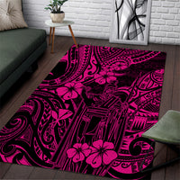 Hawaii King Kamehameha Area Rug Polynesian Pattern Pink Version - Wonder Print Shop