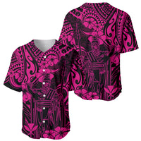 Hawaii King Kamehameha Baseball Jersey Polynesian Pattern Pink Version - Wonder Print Shop