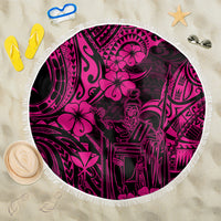 Hawaii King Kamehameha Beach Blanket Polynesian Pattern Pink Version - Wonder Print Shop