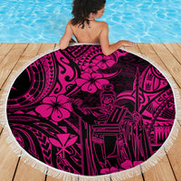Hawaii King Kamehameha Beach Blanket Polynesian Pattern Pink Version - Wonder Print Shop