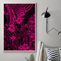 Hawaii King Kamehameha Canvas Wall Art Polynesian Pattern Pink Version - Wonder Print Shop