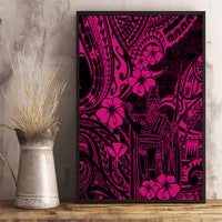 Hawaii King Kamehameha Canvas Wall Art Polynesian Pattern Pink Version - Wonder Print Shop