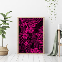 Hawaii King Kamehameha Canvas Wall Art Polynesian Pattern Pink Version - Wonder Print Shop