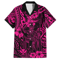 Hawaii King Kamehameha Family Matching Tank Maxi Dress and Hawaiian Shirt Polynesian Pattern Pink Version - Wonder Print Shop