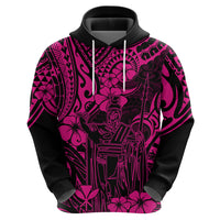 Hawaii King Kamehameha Hoodie Polynesian Pattern Pink Version - Wonder Print Shop