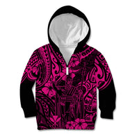 Hawaii King Kamehameha Kid Hoodie Polynesian Pattern Pink Version - Wonder Print Shop