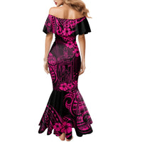 Hawaii King Kamehameha Mermaid Dress Polynesian Pattern Pink Version - Wonder Print Shop