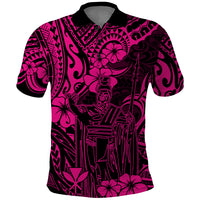 Hawaii King Kamehameha Polo Shirt Polynesian Pattern Pink Version - Wonder Print Shop