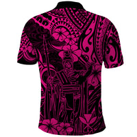 Hawaii King Kamehameha Polo Shirt Polynesian Pattern Pink Version - Wonder Print Shop
