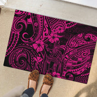Hawaii King Kamehameha Rubber Doormat Polynesian Pattern Pink Version - Wonder Print Shop
