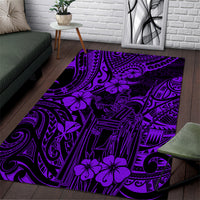 Hawaii King Kamehameha Area Rug Polynesian Pattern Purple Version - Wonder Print Shop