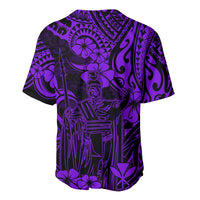 Hawaii King Kamehameha Baseball Jersey Polynesian Pattern Purple Version - Wonder Print Shop