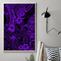 Hawaii King Kamehameha Canvas Wall Art Polynesian Pattern Purple Version - Wonder Print Shop