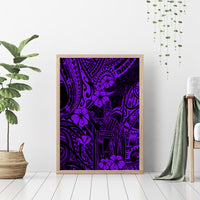 Hawaii King Kamehameha Canvas Wall Art Polynesian Pattern Purple Version - Wonder Print Shop