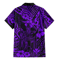 Hawaii King Kamehameha Family Matching Mermaid Dress and Hawaiian Shirt Polynesian Pattern Purple Version - Wonder Print Shop