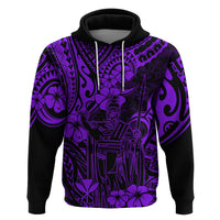 Hawaii King Kamehameha Hoodie Polynesian Pattern Purple Version - Wonder Print Shop