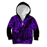 Hawaii King Kamehameha Kid Hoodie Polynesian Pattern Purple Version - Wonder Print Shop