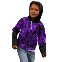 Hawaii King Kamehameha Kid Hoodie Polynesian Pattern Purple Version - Wonder Print Shop