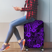 Hawaii King Kamehameha Luggage Cover Polynesian Pattern Purple Version - Wonder Print Shop