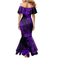 Hawaii King Kamehameha Mermaid Dress Polynesian Pattern Purple Version - Wonder Print Shop