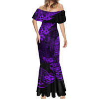 Hawaii King Kamehameha Mermaid Dress Polynesian Pattern Purple Version - Wonder Print Shop
