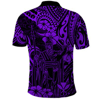 Hawaii King Kamehameha Polo Shirt Polynesian Pattern Purple Version - Wonder Print Shop