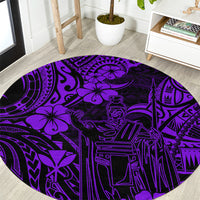 hawaii-king-kamehameha-round-carpet-polynesian-pattern-purple-version