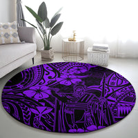 hawaii-king-kamehameha-round-carpet-polynesian-pattern-purple-version