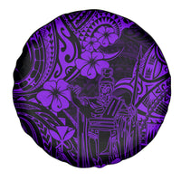 Hawaii King Kamehameha Spare Tire Cover Polynesian Pattern Purple Version - Wonder Print Shop