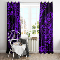 Hawaii King Kamehameha Window Curtain Polynesian Pattern Purple Version - Wonder Print Shop