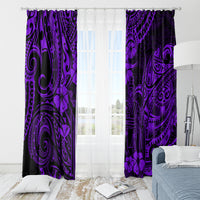 Hawaii King Kamehameha Window Curtain Polynesian Pattern Purple Version - Wonder Print Shop