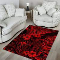 Hawaii King Kamehameha Area Rug Polynesian Pattern Red Version - Wonder Print Shop