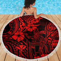 Hawaii King Kamehameha Beach Blanket Polynesian Pattern Red Version - Wonder Print Shop
