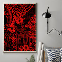 Hawaii King Kamehameha Canvas Wall Art Polynesian Pattern Red Version - Wonder Print Shop