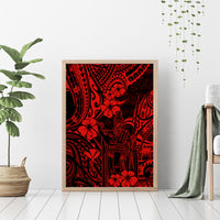 Hawaii King Kamehameha Canvas Wall Art Polynesian Pattern Red Version - Wonder Print Shop