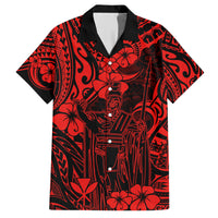 Hawaii King Kamehameha Family Matching Short Sleeve Bodycon Dress and Hawaiian Shirt Polynesian Pattern Red Version - Wonder Print Shop