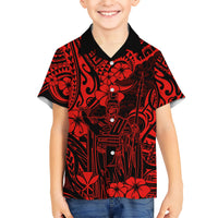 Hawaii King Kamehameha Hawaiian Shirt Polynesian Pattern Red Version - Wonder Print Shop