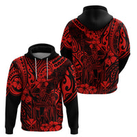 Hawaii King Kamehameha Hoodie Polynesian Pattern Red Version - Wonder Print Shop