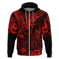 Hawaii King Kamehameha Hoodie Polynesian Pattern Red Version - Wonder Print Shop