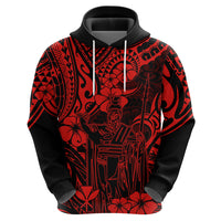 Hawaii King Kamehameha Hoodie Polynesian Pattern Red Version - Wonder Print Shop